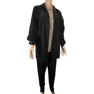David Paul New York Velvet Long Sleeve Lined Long Shirt Jacket, Jet Black | L